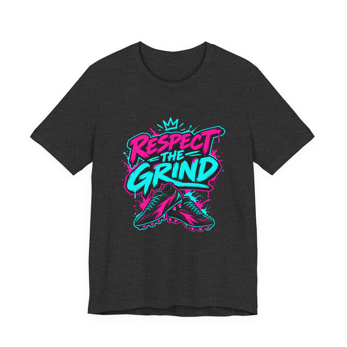 Respect The Grind Neon Cleats Tee | Bold Soccer Cleats Shirt | Soccer Gift Tee | Street Soccer Design