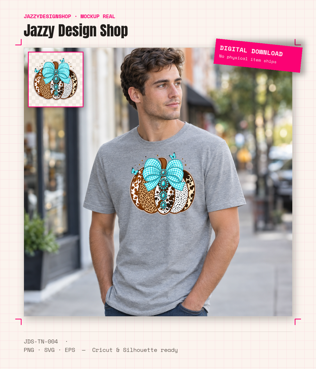 [Digital Download] Western Bling Pumpkin Tee SVG PNG EPS Cricut Silhouette Sublimation Design