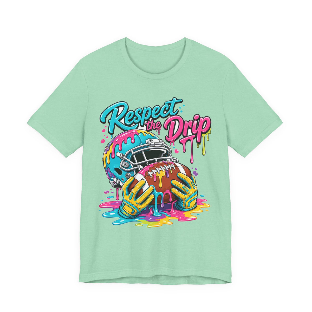 Respect The Drip Neon Tee | Bold Football Paint Drip Shirt | Football Graphic Gift | Bright Sports Tee