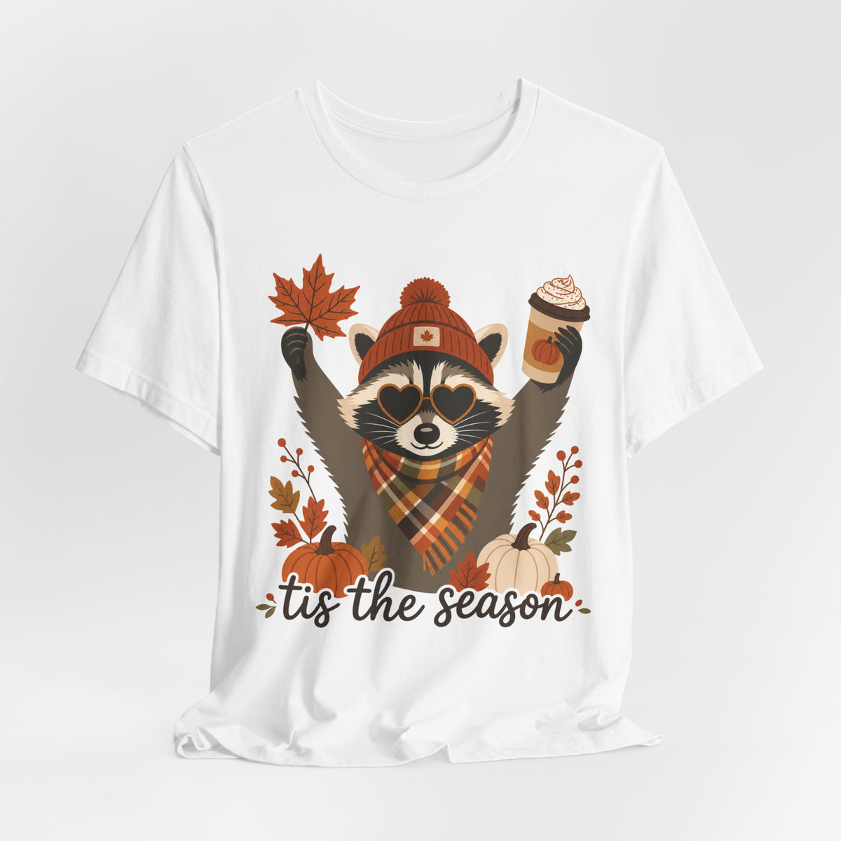 Tis The Season Raccoon Tee | Cute Fall Raccoon Shirt | Autumn Gift Tee | Cozy Pumpkin Spice Design