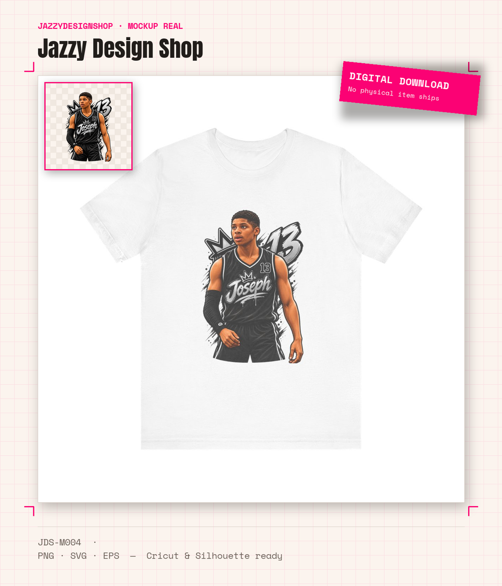 [Digital Download] Joseph Basketball Mascot Tee SVG PNG EPS | Digital Download | Cricut Silhouette Sublimation Design