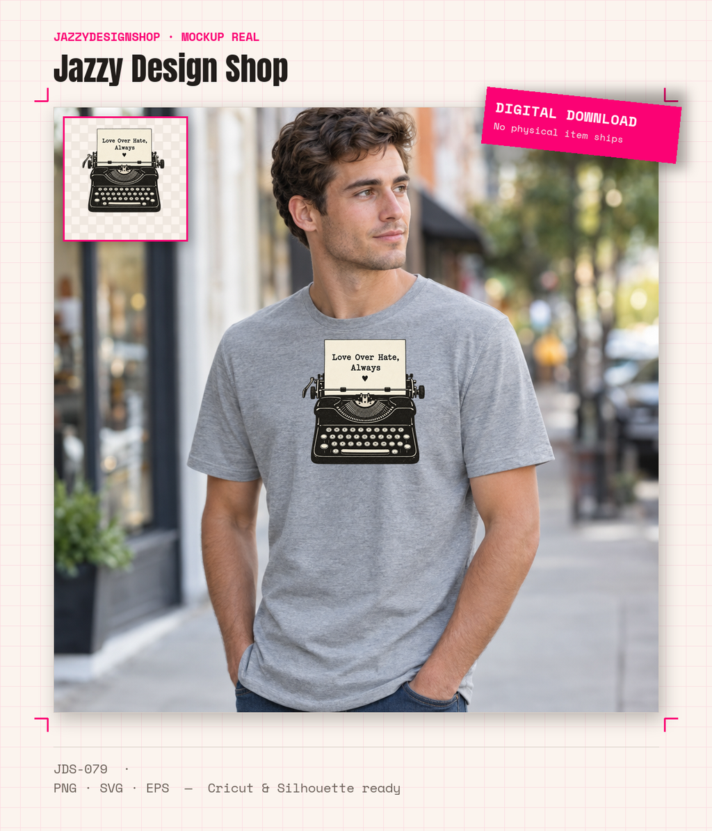 [Digital Download] Love Over Hate T-Shirt SVG PNG EPS Cricut Silhouette Sublimation Design