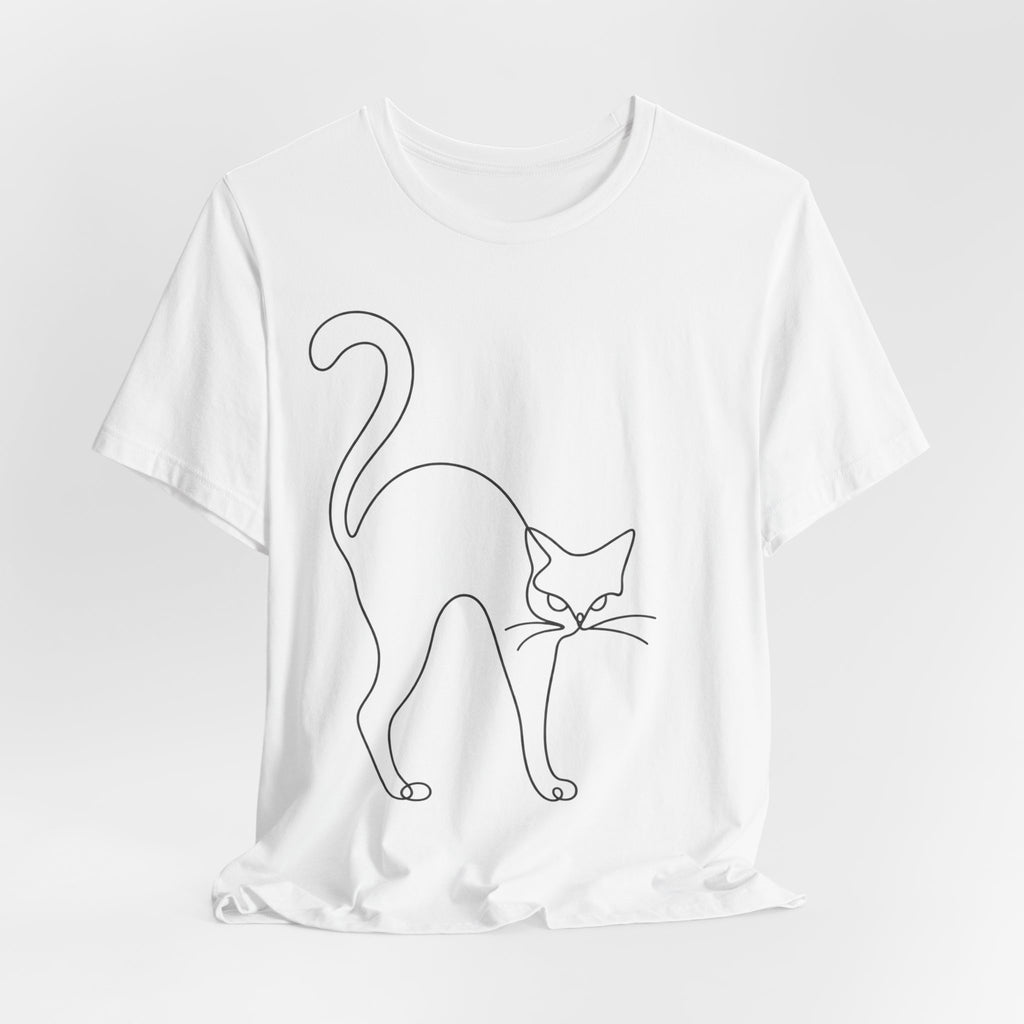 Black Cat T-Shirt | Minimalist Line Art Halloween Tee | Modern Cat Lover Gift Shirt