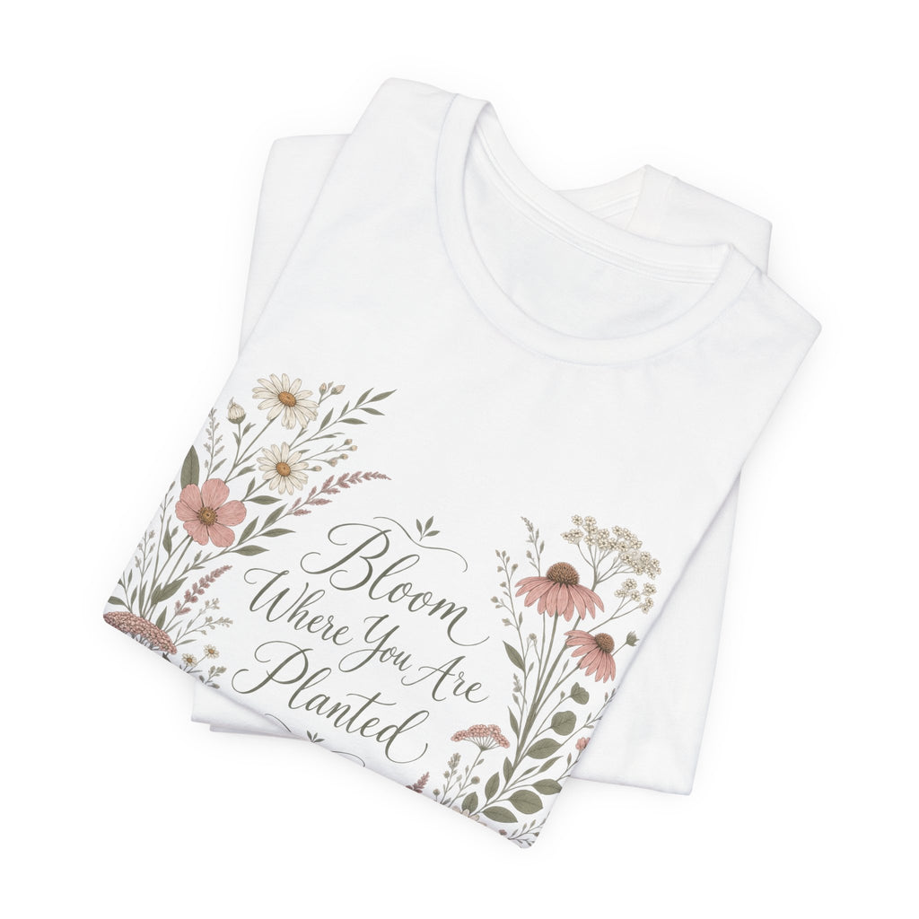 Bloom Where You Are Planted Boho T-Shirt | Floral Motivational Tee | Inspirational Gift Shirt