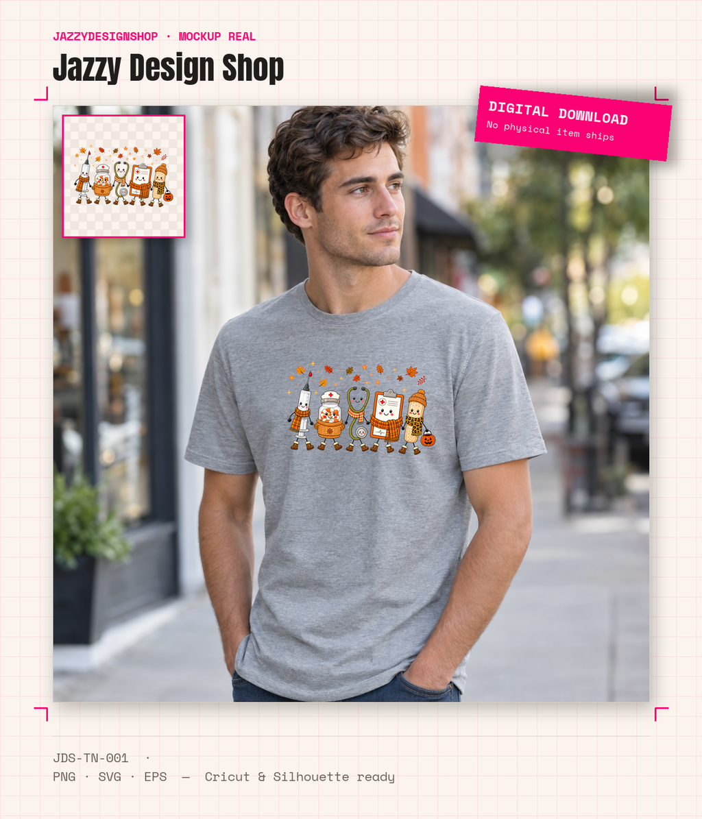 [Digital Download] Nurse Autumn Squad Tee SVG PNG EPS Cricut Silhouette Sublimation Design