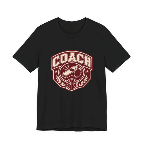 Basketball Coach T-Shirt | Whistle Varsity Badge Tee | Coach Appreciation Gift Shirt
