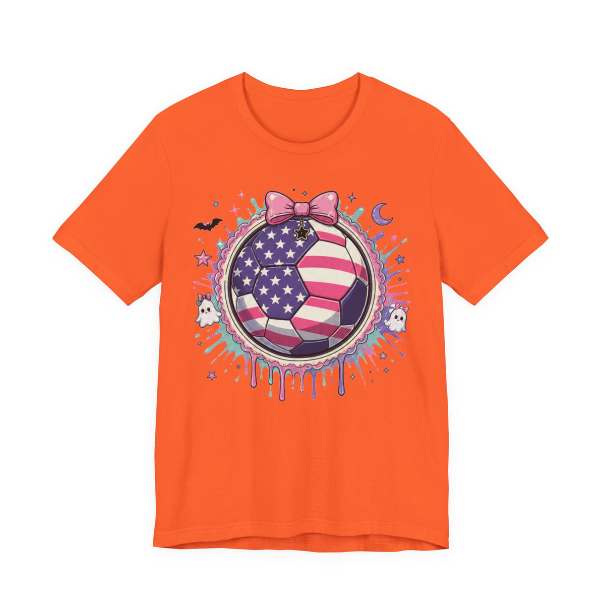 USA Soccer Ball Tee | Patriotic Soccer Shirt | Soccer Gift Tee | Pastel American Flag Soccer Design