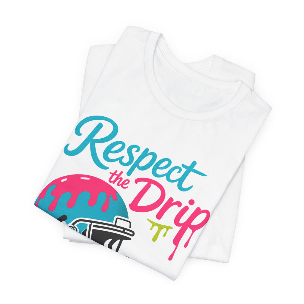 Respect The Drip Tee | Football Paint Drip Helmet Shirt | Football Graphic Gift | Bold Sports Streetwear Tee
