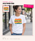 [Digital Download] Good Vibes Wavy 70s Text T-Shirt SVG PNG EPS Cricut Silhouette Sublimation Design
