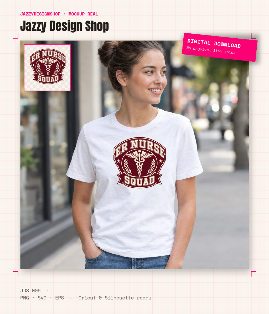 [Digital Download] ER Nurse Squad Varsity T-Shirt SVG PNG EPS Cricut Silhouette Sublimation Design