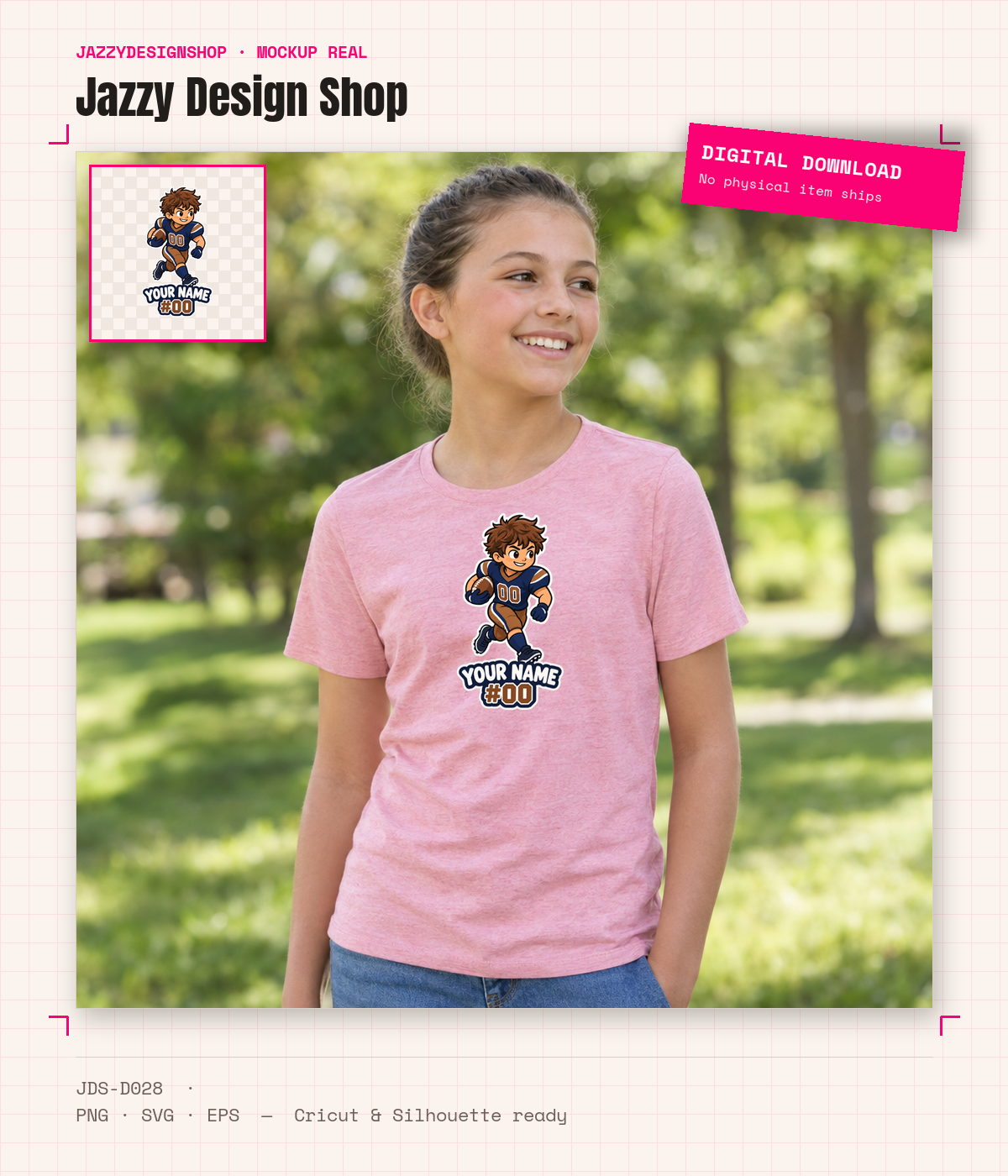 [Digital Download] Custom Football Kid Tee SVG PNG EPS Cricut Silhouette Sublimation Design