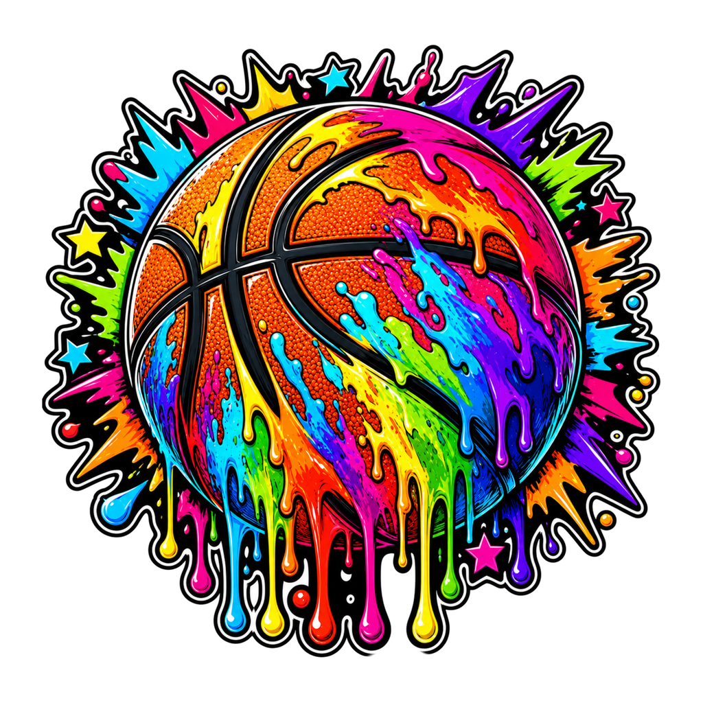 [Digital Download] Neon Splash Basketball Tee SVG PNG EPS Cricut Silhouette Sublimation Design