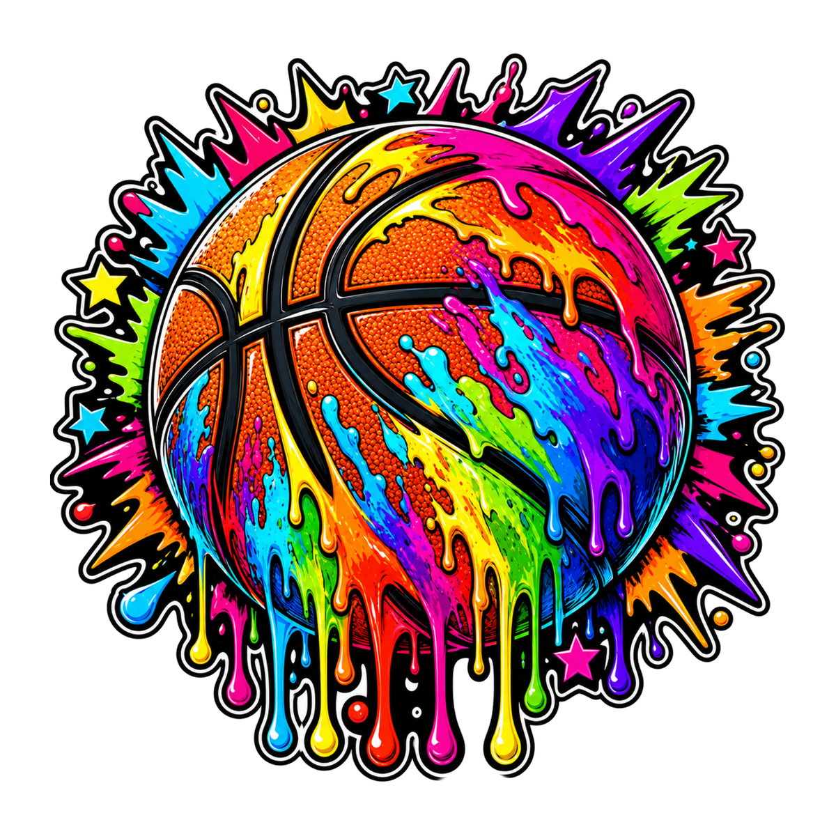 [Digital Download] Neon Splash Basketball Tee SVG PNG EPS Cricut Silhouette Sublimation Design