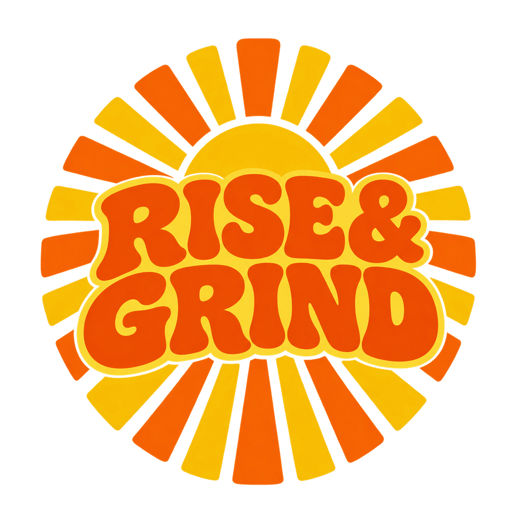 [Digital Download] Rise and Grind Retro Sunburst T-Shirt SVG PNG EPS Cricut Silhouette Sublimation Design