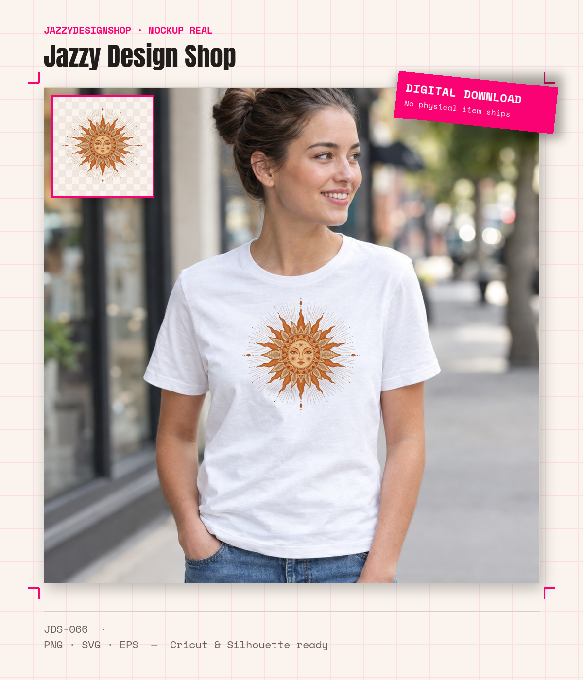 [Digital Download] Boho Sun Mandala T-Shirt SVG PNG EPS Cricut Silhouette Sublimation Design