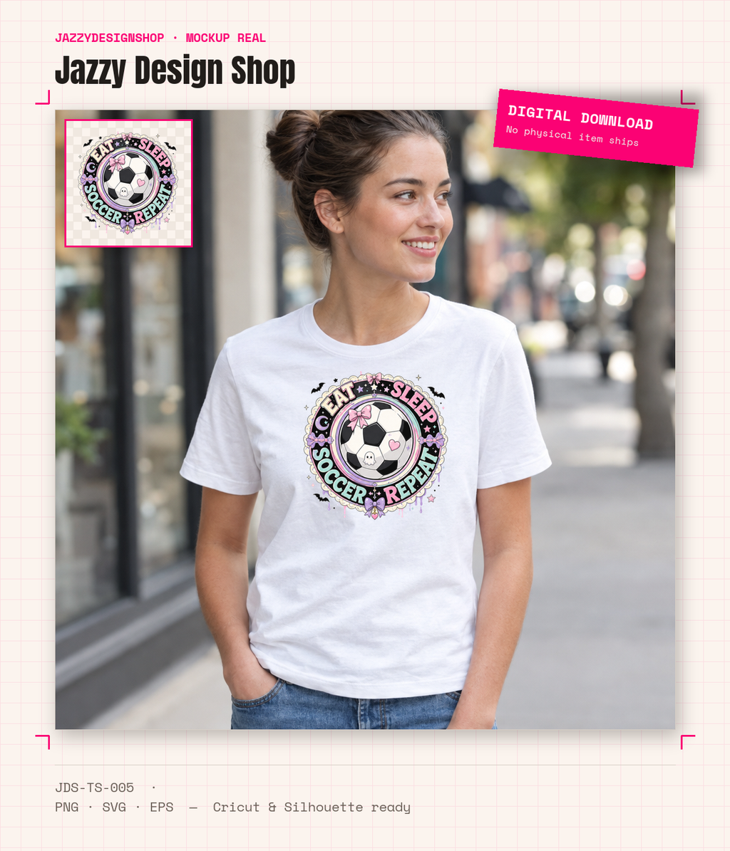 [Digital Download] Eat Sleep Soccer Repeat Tee SVG PNG EPS Cricut Silhouette Sublimation Design