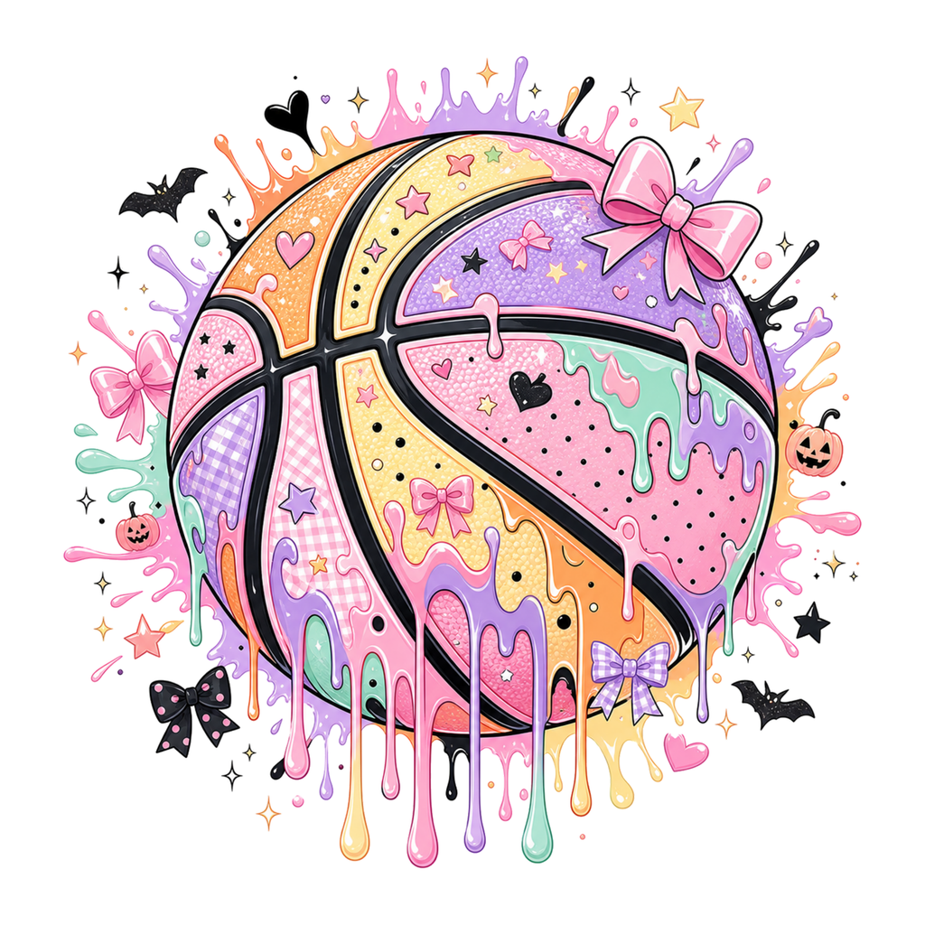 [Digital Download] Pastel Drip Basketball Tee SVG PNG EPS Cricut Silhouette Sublimation Design