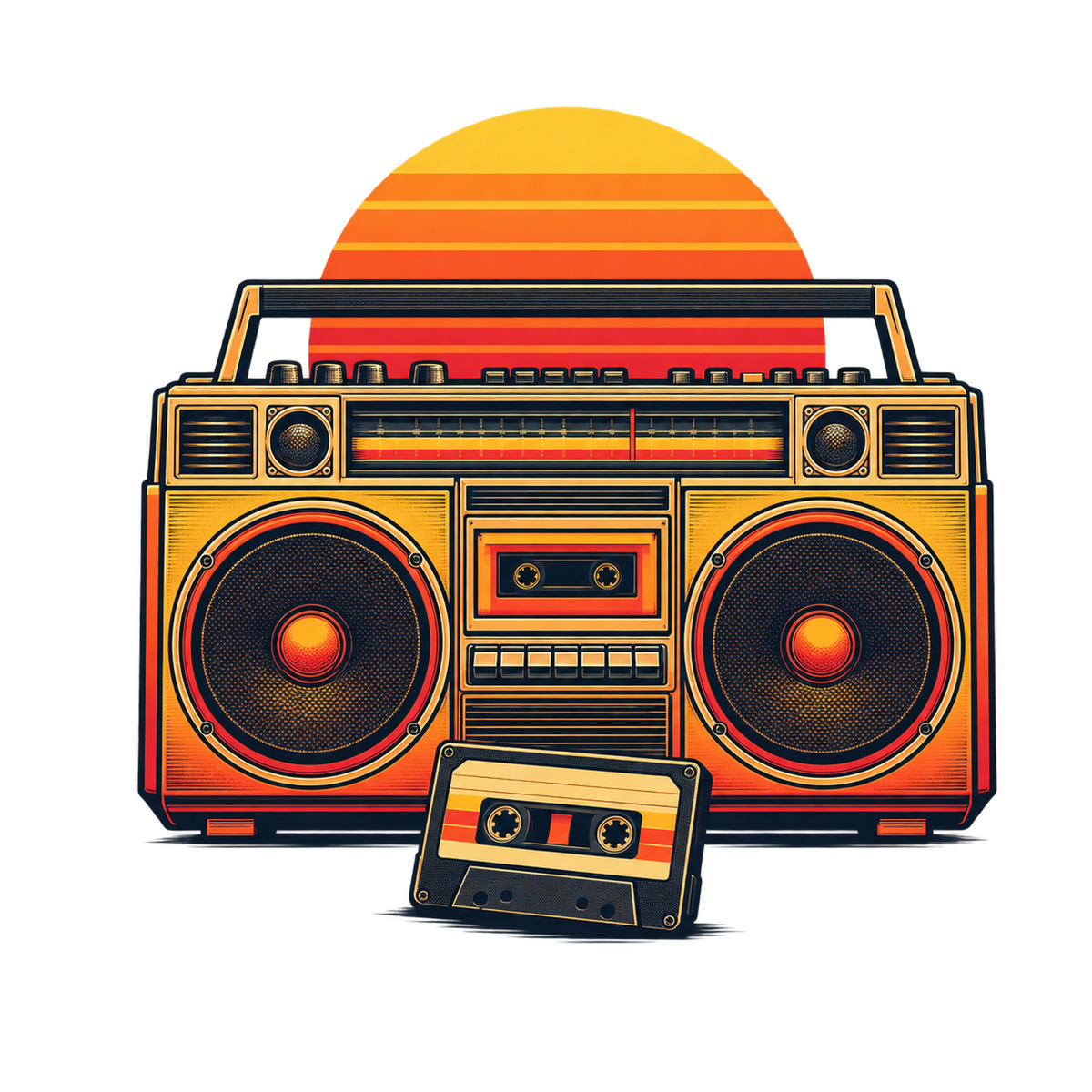[Digital Download] Retro Boombox Tee SVG PNG EPS Cricut Silhouette Sublimation Design