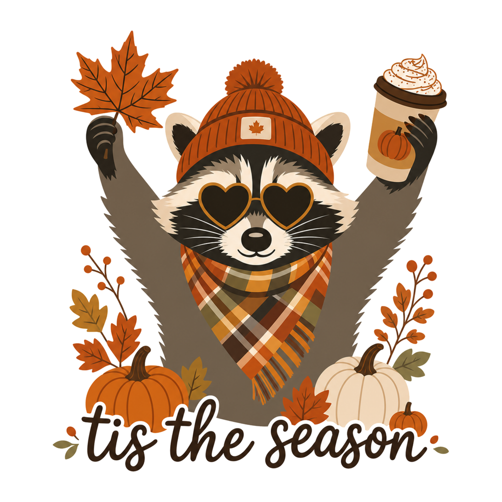 [Digital Download] Tis The Season Raccoon Tee SVG PNG EPS Cricut Silhouette Sublimation Design