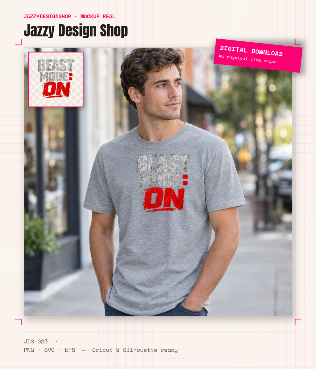 [Digital Download] Beast Mode Gym Grunge T-Shirt SVG PNG EPS Cricut Silhouette Sublimation Design