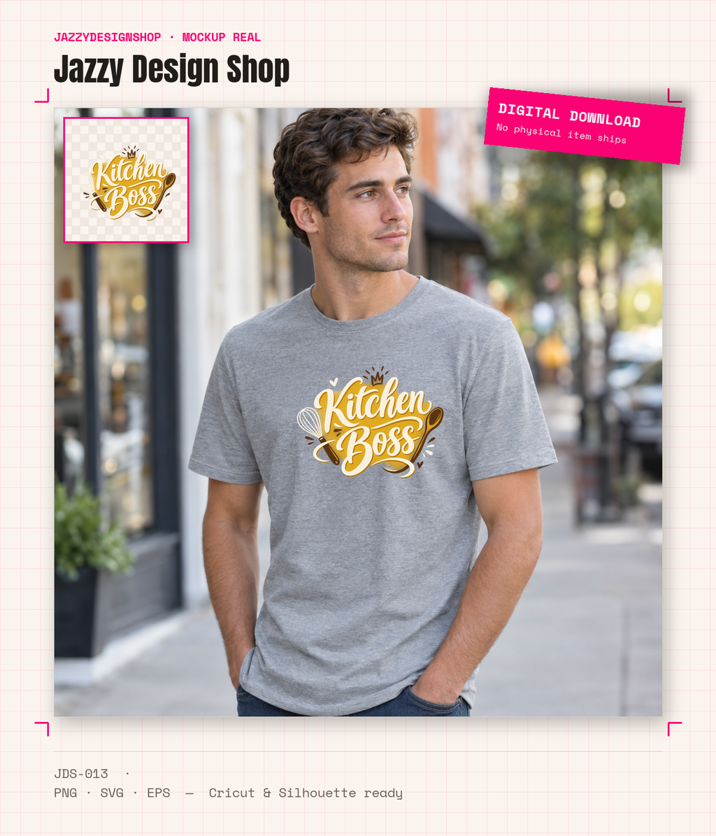 [Digital Download] Kitchen Boss Chef Script T-Shirt SVG PNG EPS Cricut Silhouette Sublimation Design
