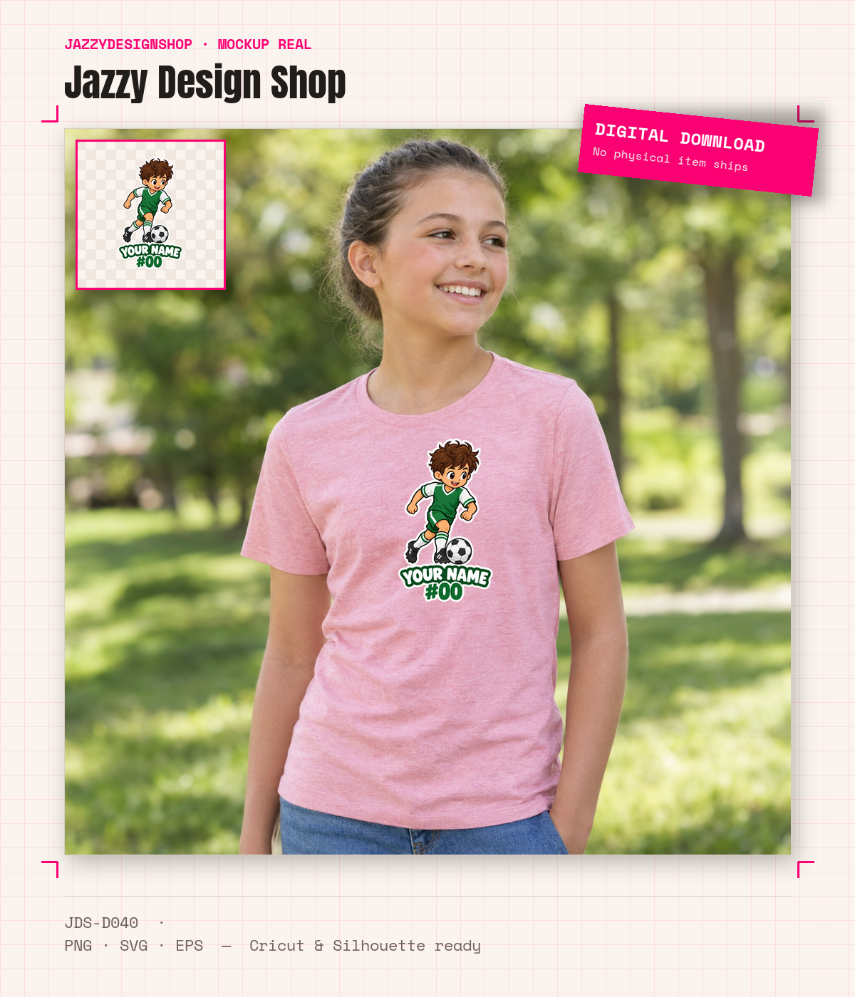 [Digital Download] Custom Soccer Kid Tee SVG PNG EPS Cricut Silhouette Sublimation Design
