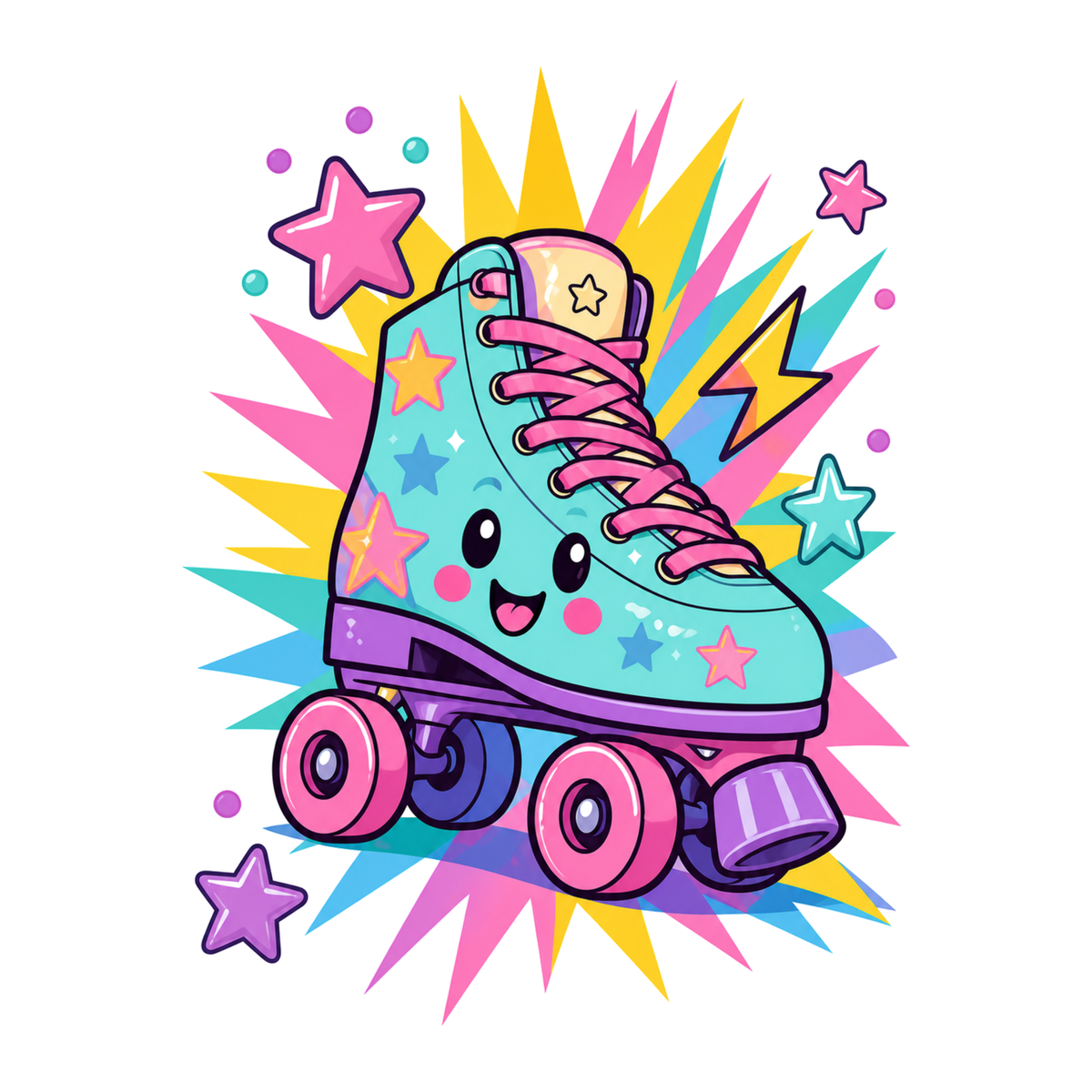 [Digital Download] Colorful Roller Skate Retro Tee SVG PNG EPS Cricut Silhouette Sublimation Design