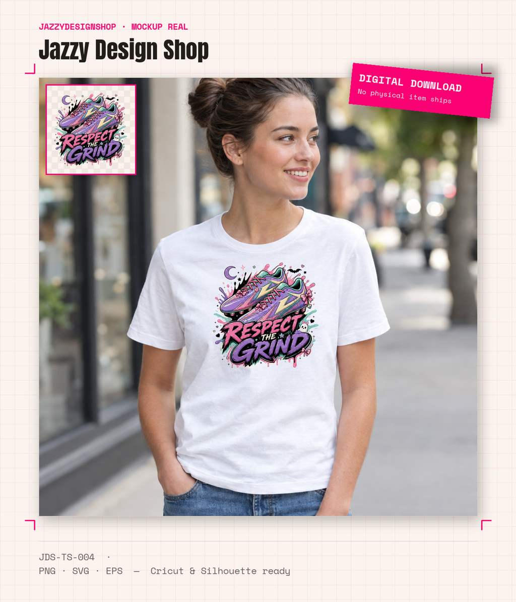 [Digital Download] Respect The Grind Cleats Tee SVG PNG EPS Cricut Silhouette Sublimation Design