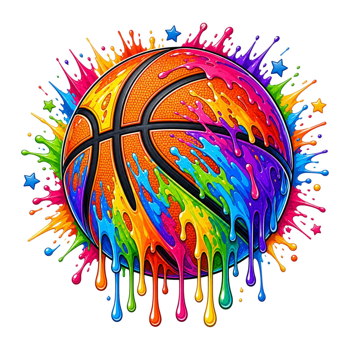 [Digital Download] Rainbow Drip Basketball Tee SVG PNG EPS Cricut Silhouette Sublimation Design